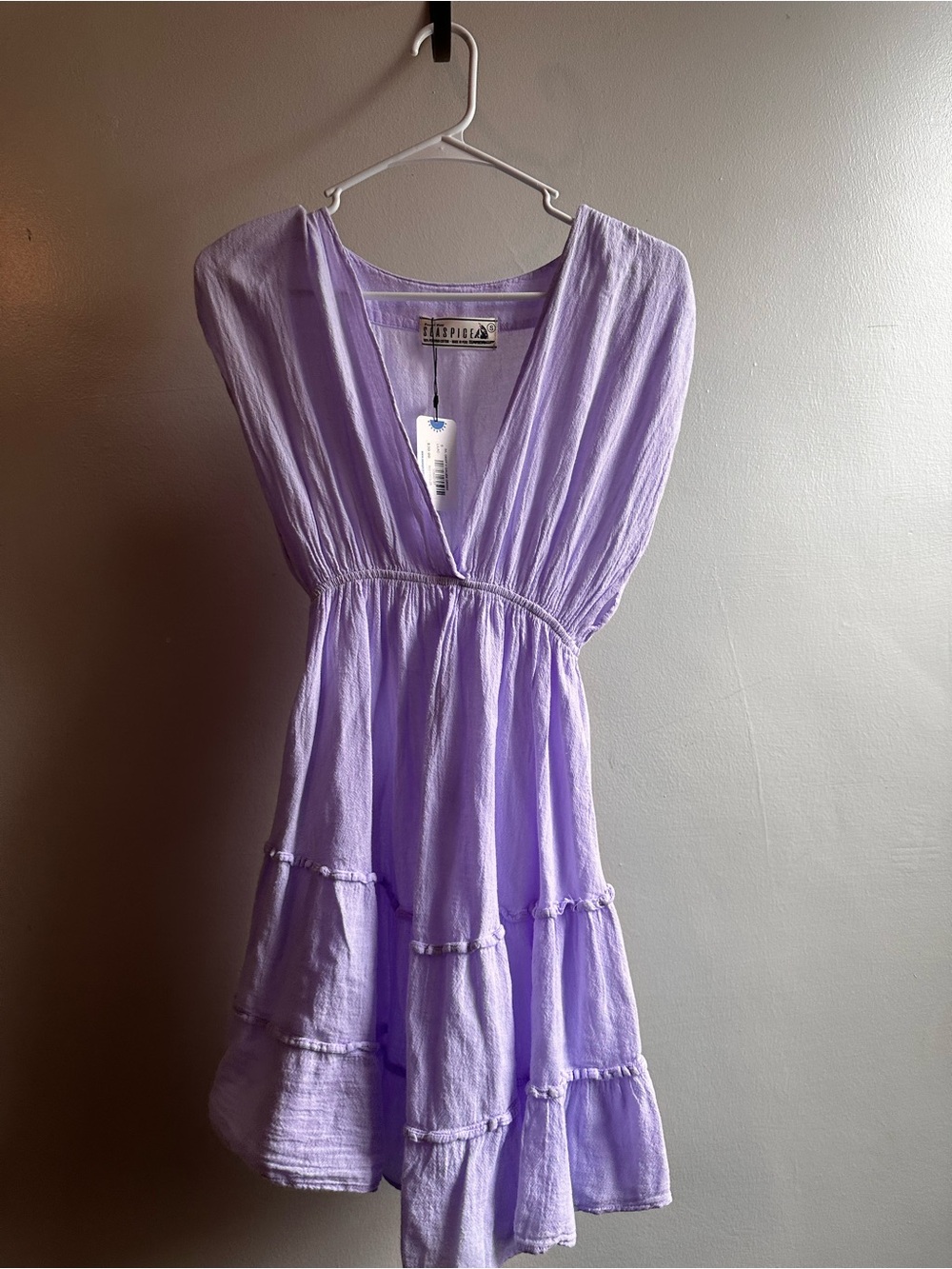 Light Lavender Tiered V-Neck Mini Dress
